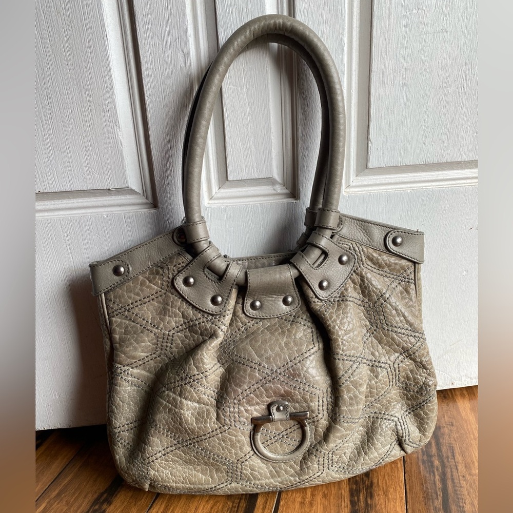 Salvatore Ferragamo Celtico purse bag gray leather quilted design